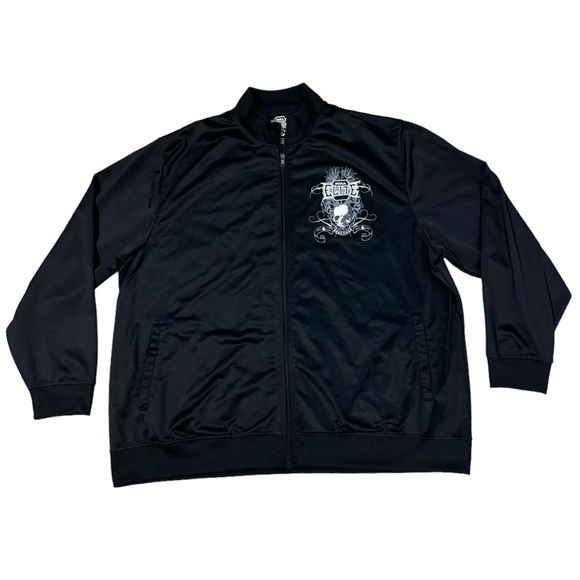 MMA Elite Skull Grim Reaper Zip Up Jacket Mens 2XL Black Y2K Style Script Print - Picture 1 of 7